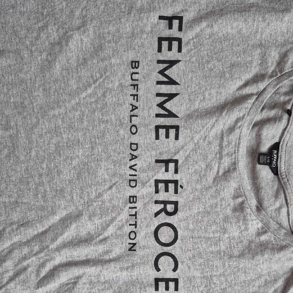 Buffalo David Bitton Gray Crop Boxy Tee - Picture 3 of 4
